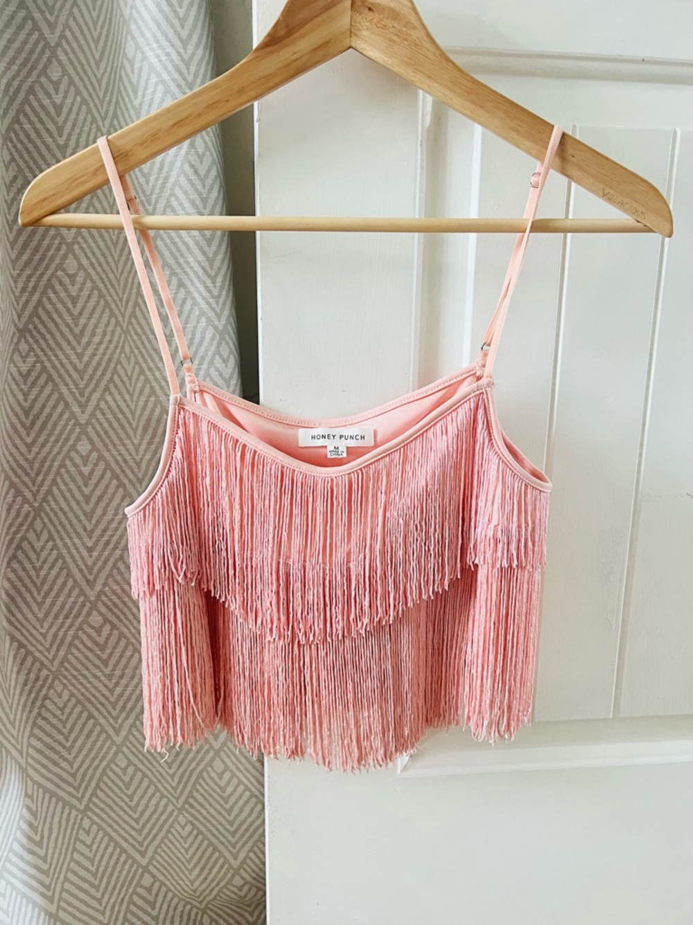 Honey Punch Fringe Crop Top Pink Boho Festival Cami Rave Burning Man medium